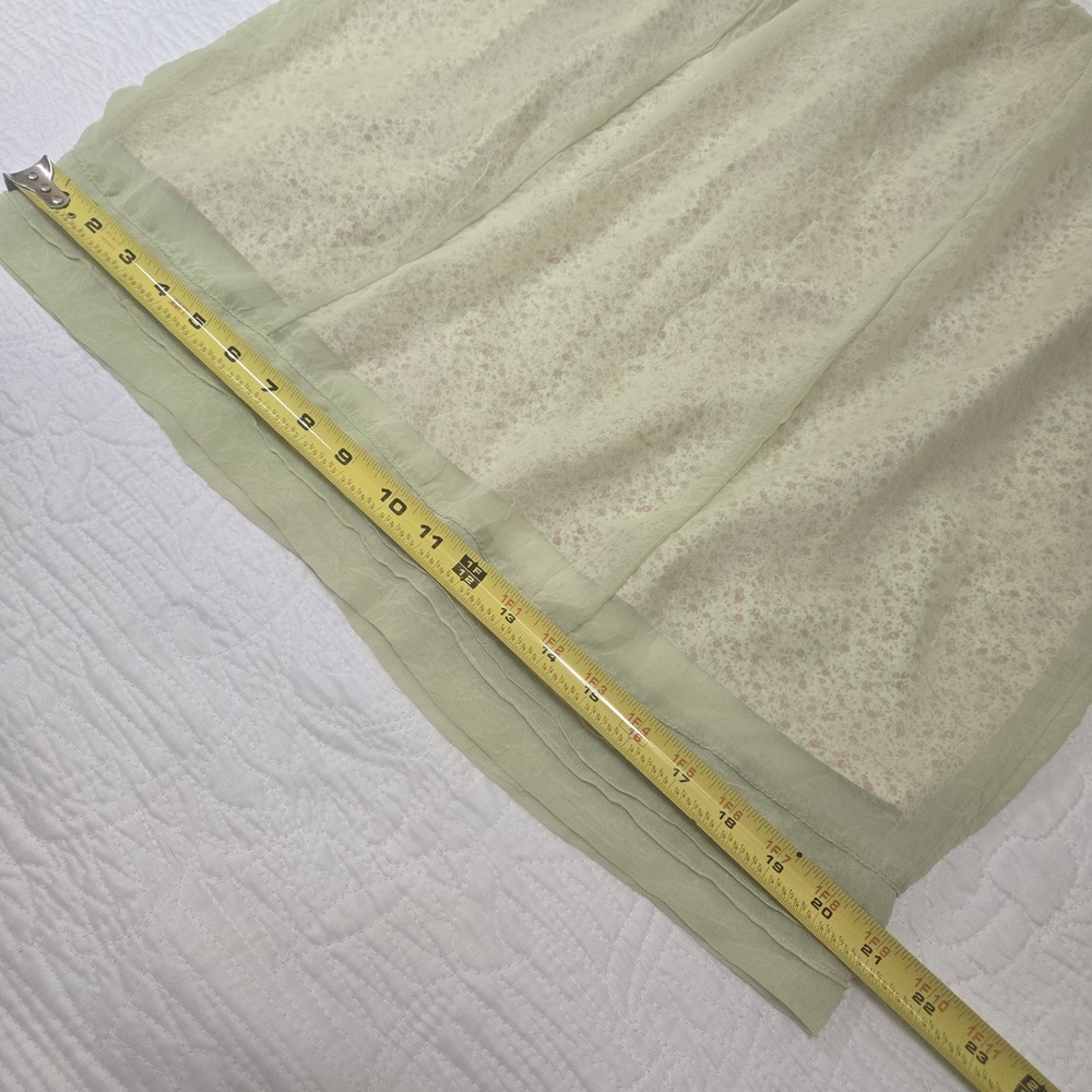 Vintage Apostrophe Sage Green Floral Layered Chiffon Midi Skirt Sz L 34 Waist - Picture 4 of 15